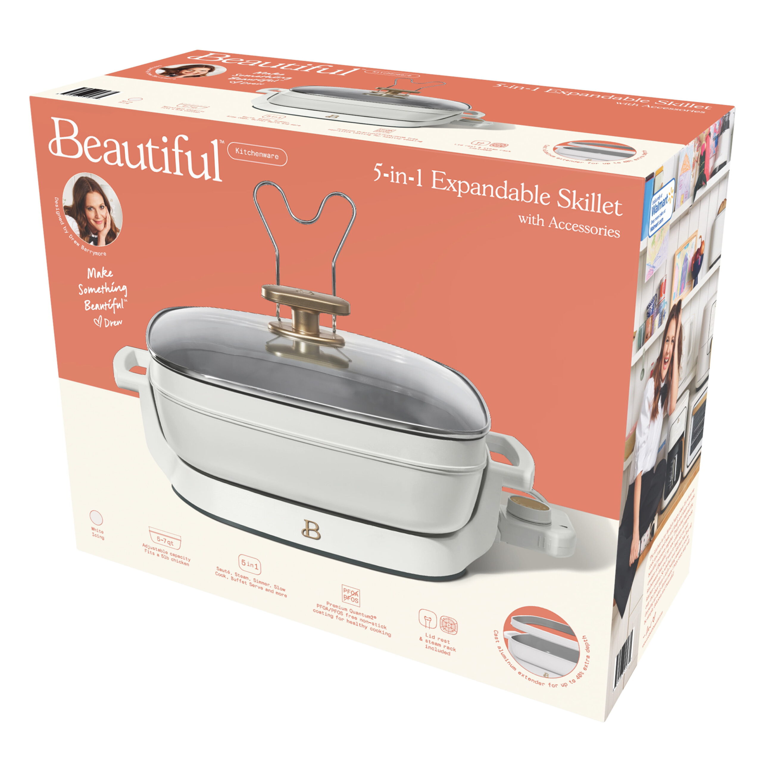 Beautiful 5 in 1 Electric Skillet - Expandable up to 7 Qt with