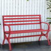 Sophia & William 48.8" Metal Outdoor Durable Garden Bench in Red