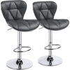 Alden Design Adjustable Midback Faux Leather Bar Stool, Set of 2, Gray