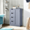 Alden Design Wooden Bathroom Storage Cabinet with 4 Drawers & Cupboard, Gray