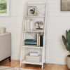 Lavish Home 4-Tier Freestanding Ladder Bookshelf with X-Back Frame, White