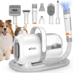 Afloia Dog Grooming Kit, Pet Grooming Vacuum & Dog Clippers Nail Trimmer Grinder & Dog Brush for Shedding with 7 Pet Grooming Tools, Low Noise Dog Hair Remover Pet Grooming Supplies
