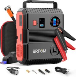 BRPOM Car Jump Starter with Air Compressor, 150PSI 3000A Peak 26800mah (Up to All Gas or 8.0L Diesel Engine, 50 Times) Portable Jump Starter 12V Auto Battery Jump Pack QC 3.0 with 160W DC Out