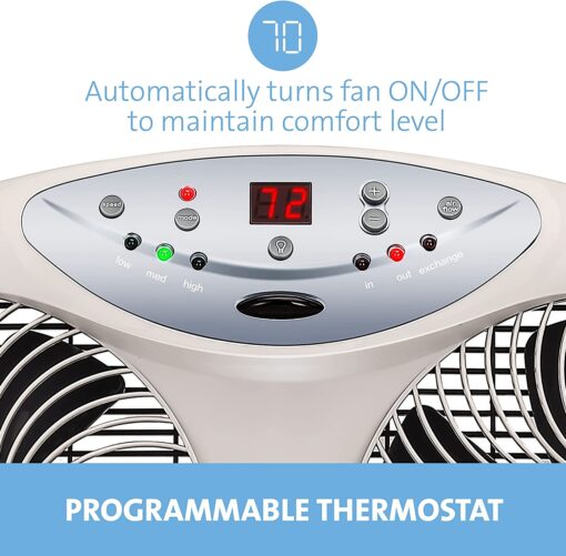 Bionaire Window Fan with Twin 8.5Inch Reversible Airflow Blades and