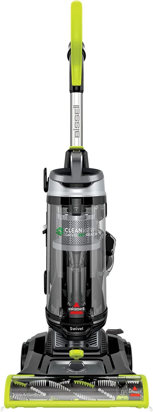 Bissell CleanView Swivel Pet Reach Full-Size Vacuum Cleaner, with Quick Release Wand, & Swivel Steering, 3198A,Silver,electric Green