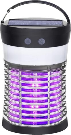 Elechome Bug Zapper, Solar Mosquito Zapper for Indoor & Outdoor, Rechargeable Electric Insect Fly Trap for Home,Kitchen,Patio, Backyard,Camping (3000 Volt)