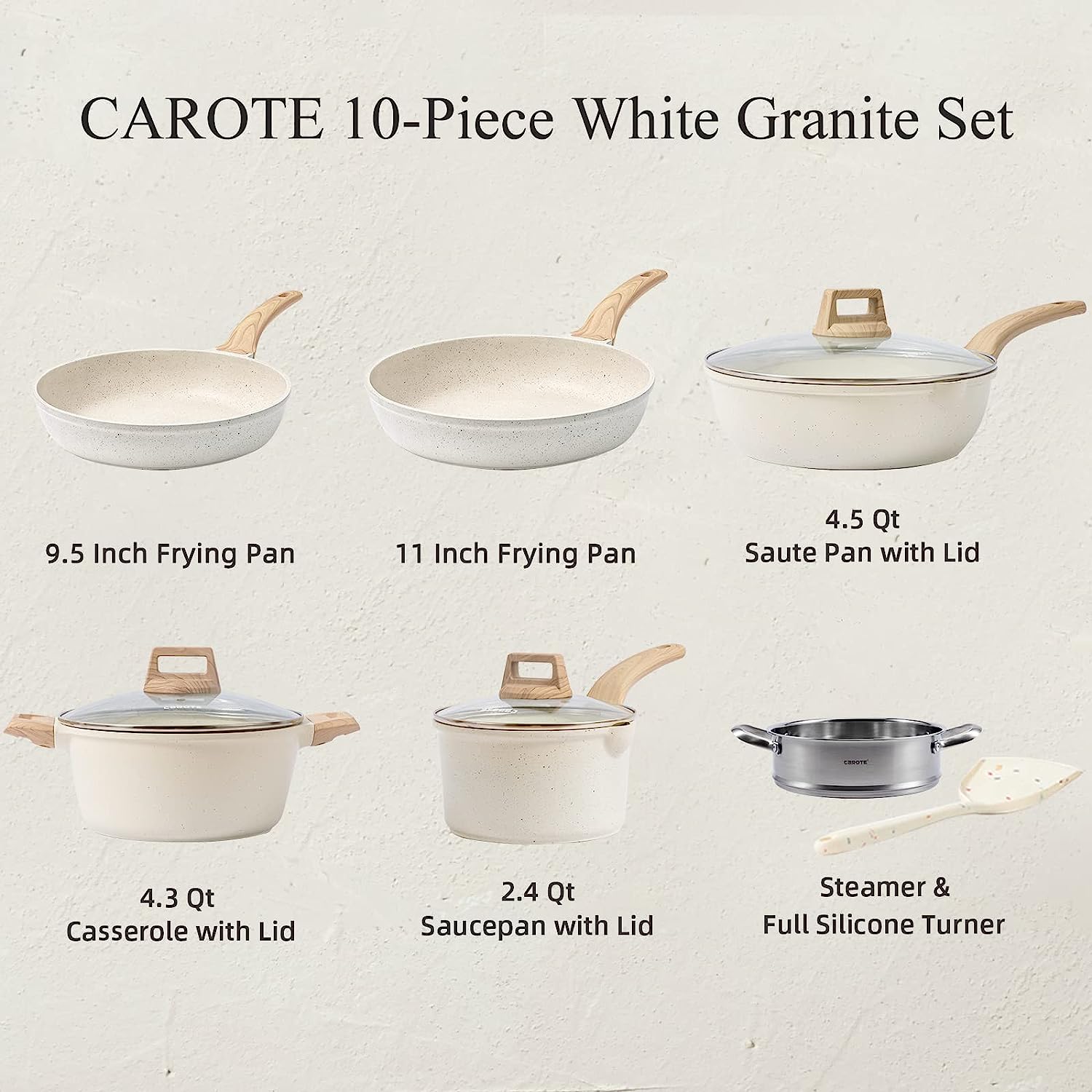 Carote non stick cookware set Cast Aluminum pots and pans nonstick