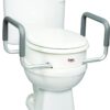 Carex 3.5 Inch Raised Toilet Seat with Arms - For Elongated Toilets, Elevated Toilet Riser with Removable Padded Handles, Easy On and Off, Support 250 lbs, White