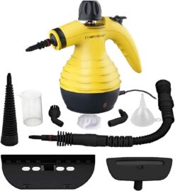 Comforday Multi-Purpose Handheld Pressurized Steam Cleaner with 9-Piece Accessories, Perfect for Stain Removal, Curtains, Car Seats, Floor, Window Cleaning (Yellow)