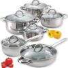 Cook N Home Basic Cookware Sets, 12-Piece, Stainless Steel Silver