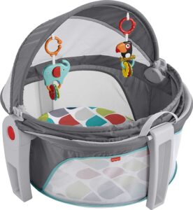 Fisher-Price Portable Bassinet And Play Space On-The-Go Baby Dome With Developmental Toys And Canopy, Color Climbers