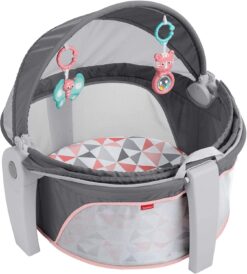 Fisher-Price Portable Bassinet And Play Space On-The-Go Baby Dome With Developmental Toys And Canopy, Rosy Windmill