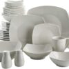 Gibson Home Zen Buffet Dinnerware Set, Service for 6 (39pcs), White (Square)