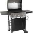 Grill Boss GBC1932M Outdoor BBQ 3 Burner Propane Gas Grill for Barbecue Cooking with Top Cover Lid, Wheels, & Side Shelves, Black