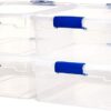 HOMZ 15.5 Qt Plastic Multipurpose Stackable Storage Container Bins with Secure Latching Lids for Home or Office Organization, Clear (4 Pack)