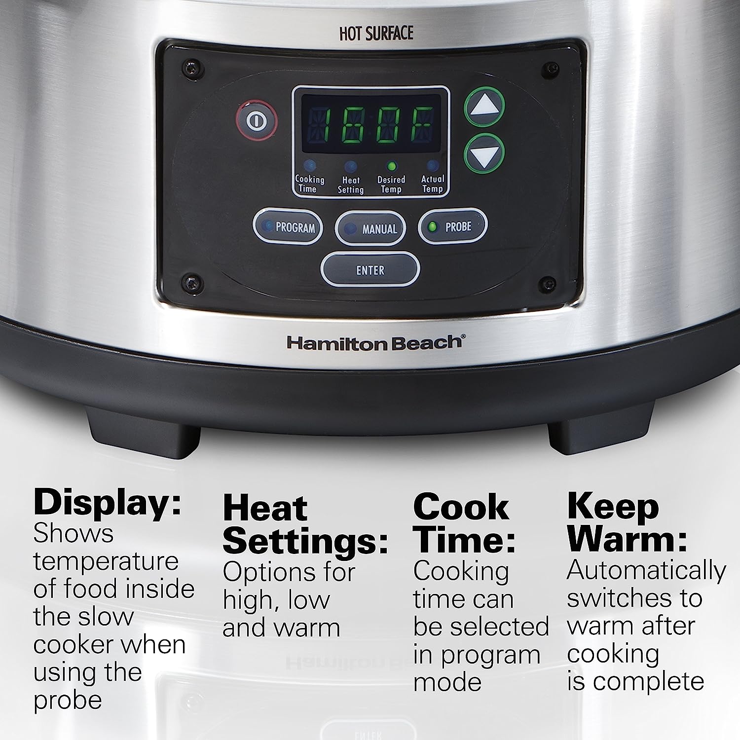 Hamilton Beach Portable 6 Quart Set & Forget Digital Programmable Slow  Cooker with Lid Lock, Dishwasher Safe Crock & Lid, Temperature Probe,  Stainless