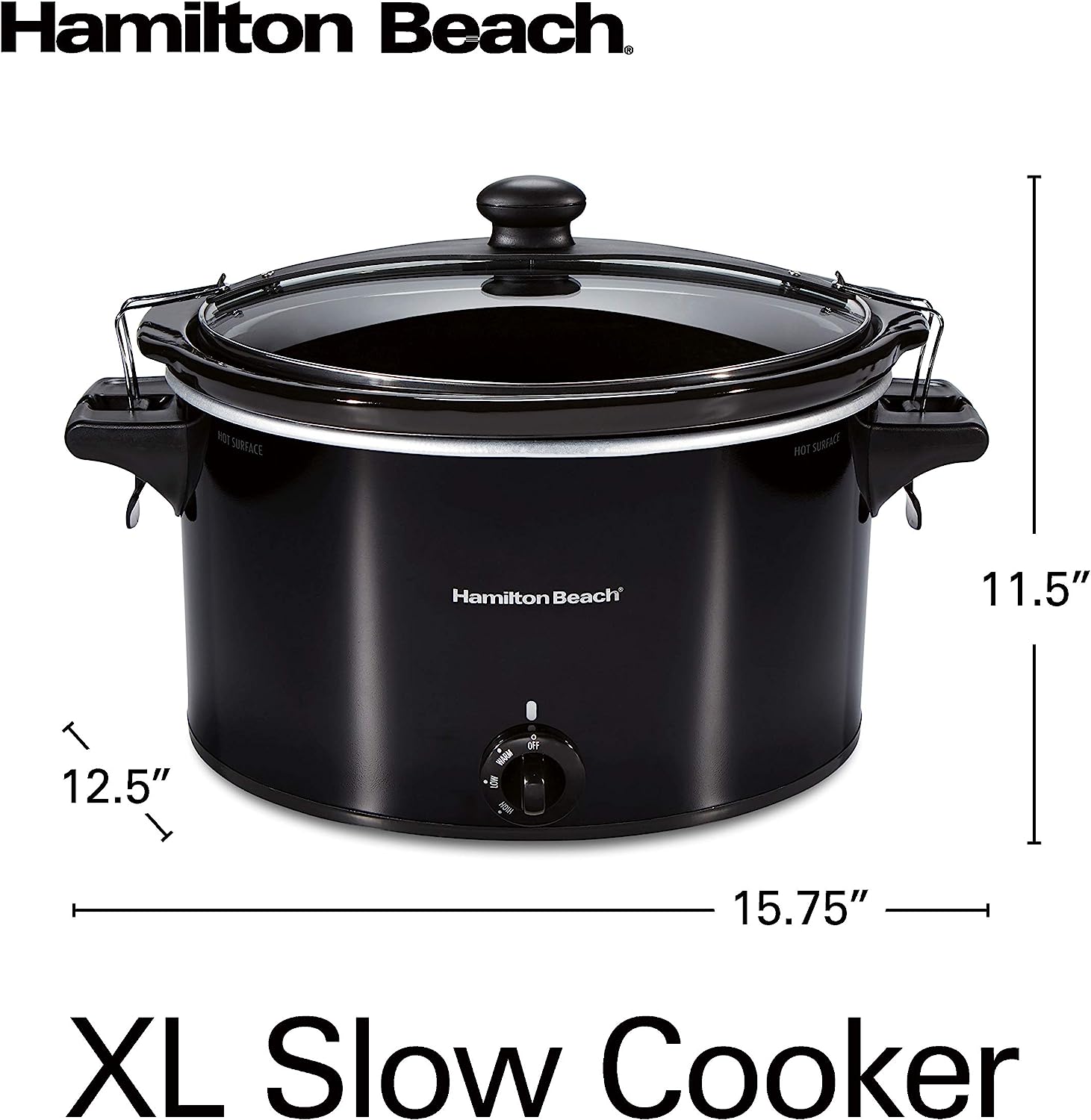 Hamilton Beach Slow Cooker, Extra Large 10 Quart, Stay or Go Portable,  Black (33195) & 4-Quart Slow Cooker with Dishwasher-Safe Stoneware Crock &  Lid