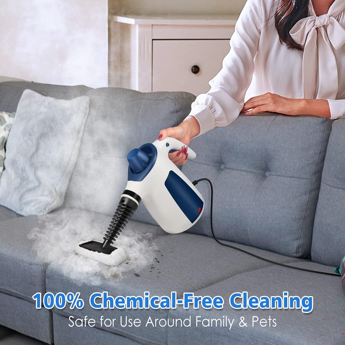 Logkern Handheld Steam Cleaner, Multi-Surface All Natural Pressurized  Steamer for Cleaning, Portable Upholstery Steamer Cleaner with 9-Piece  Accessories for Home Use, Kitchen, Bathroom, Car Detailing, Floor