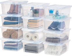 Mainstays 17 qt Plastic Sweater Storage Box, Clear, 6 Pack