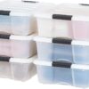 IRIS USA 26.95 Qt. Plastic Storage Container Bin with Secure Lid and Latching Buckles, 6 pack - Pearl, Durable Stackable Nestable Organizing Tote Tub Box Toy General Organization Medium
