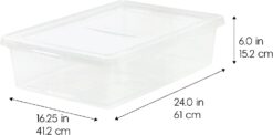 IRIS USA 28 Qt. Plastic Storage Container Bin with Latching Lid, Stackable Nestable Box Tote Closet Organization School Art Supplies - Clear, 1 Count (Pack of 10)