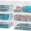 IRIS USA 28 Qt. Plastic Storage Container Bin with Latching Lid, Stackable Nestable Shoe Box Tote Shoebox Closet Organization School Art Supplies - Clear, 6 Pack