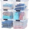 IRIS USA 40 Qt. Plastic Storage Container Bin with Secure Lid and Latching Buckles, 6 pack - Clear, Durable Stackable Nestable Organizing Tote Tub Box Toy General Organization Medium