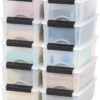 IRIS USA 5 Qt. Plastic Storage Container Bin with Secure Lid and Latching Buckles, 10 pack - Pearl, Durable Stackable Nestable Organizing Tote Tub Box Toy General Organization Small