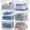 IRIS USA 68 Qt. Plastic Storage Container Bin with Latching Lid, 6 Pack, Stackable Nestable Box Tote Closet Organization School Art Supplies Towels Blankets Comforters Sleeping Bags - Clear