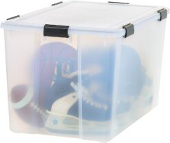 IRIS USA, Inc. UCB-XL Weathertight Plastic Storage Bin Tote Organizing Container with Durable Lid and Seal and Secure Latching Buckles, 156 Qt. - Single, Clear/Black, 500231