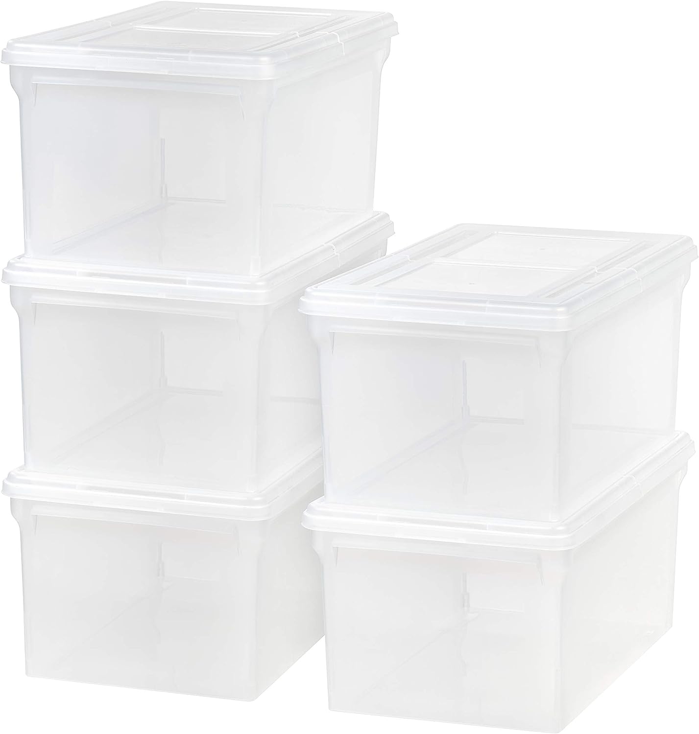 RHBLME 4 Pack Plastic Storage Bins with Lids, Multi-Purpose Storage  Containers with Buckle Stackable File Storage Box for Organizing A4 Paper  Photo