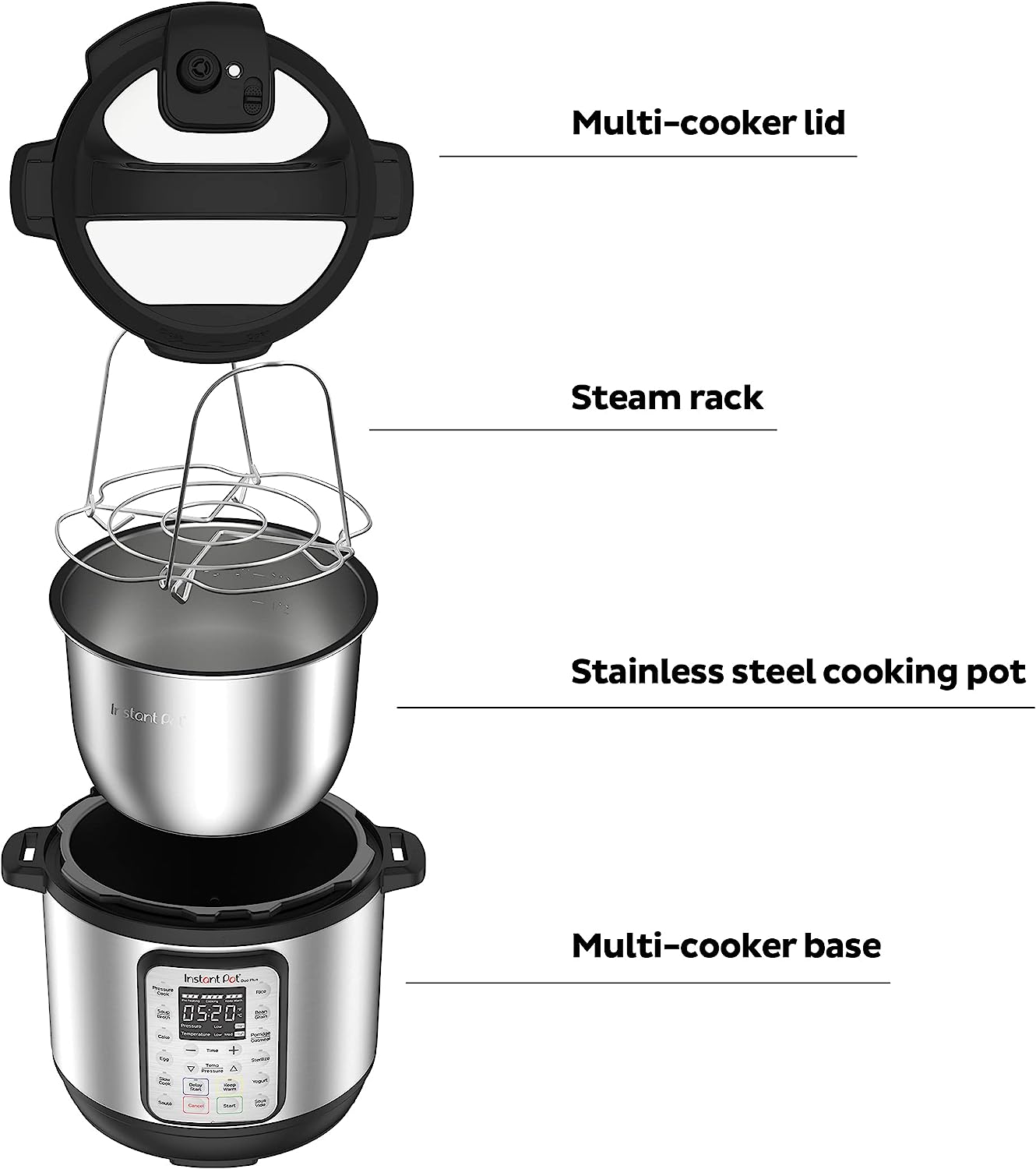 Instant Pot, 8-Quart Viva Pressure Cooker, 9-in-1 Slow Cooker, Yogurt  Maker, Food Steamer, Rice Maker, Black Stainless Steel