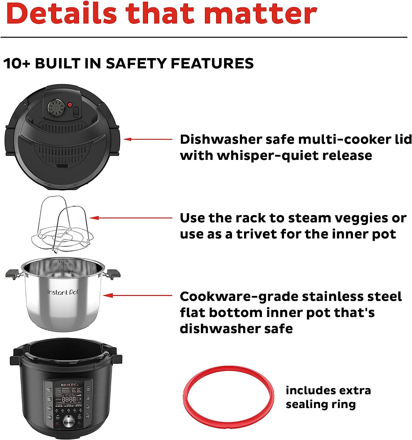 Instant Pot Pro 8-Quart Electric Pressure Cooker, 10-in-1 Slow Cooker,  Rice/Grain Cooker, Steamer, Sauté, Sous Vide, Yogurt Maker, Sterilizer and
