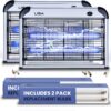 LiBa Electric Bug Zapper (2-Pack) Indoor Insect Killer - (4) Extra Replacement Bulbs - Fly, Mosquito Killer and Repellent - Lightweight, Powerful 2800V Grid, Easy-to-Clean, Removable Washable Tray.