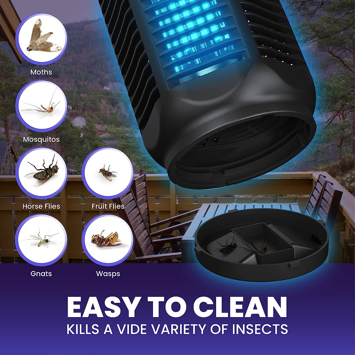 Bug Zapper, 4000V High Powered Electric Mosquito Zapper, Fly Trap
