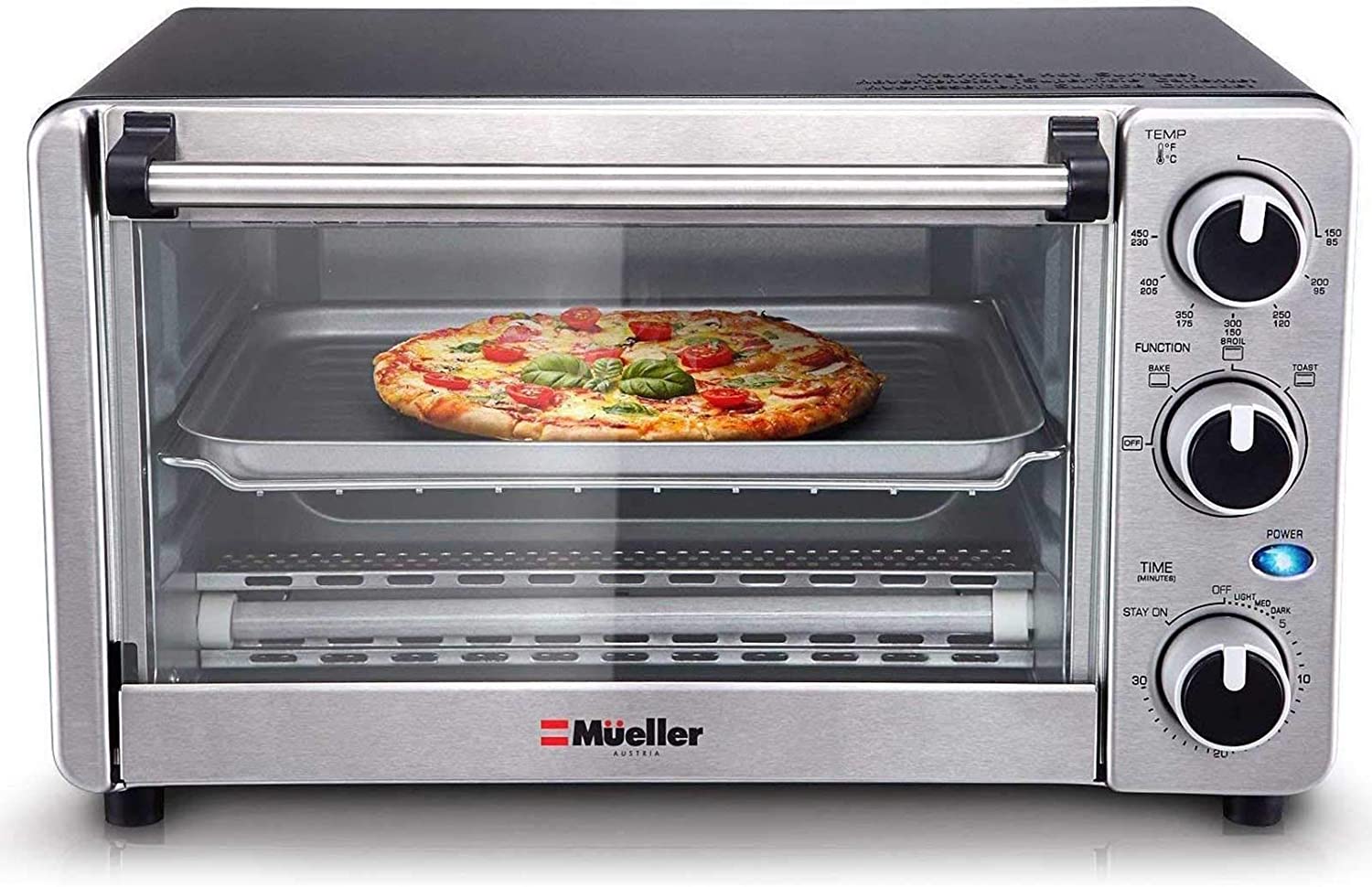 4-Slice Compact Countertop Toaster Oven - with 60-Minute Timer, Slide Out  Rack, Bake Tray (Black) 