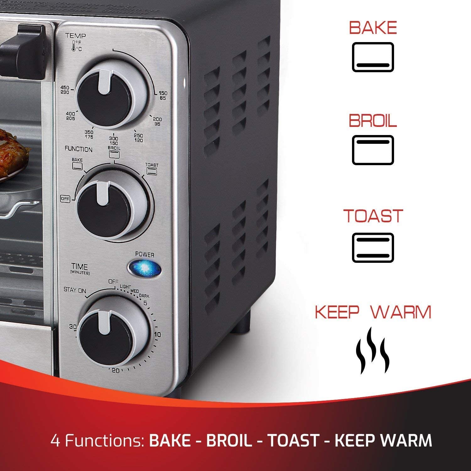 Mueller Austria Toaster Oven 4 Slice, Multi-function Stainless