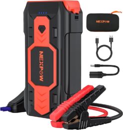 NEXPOW Battery Jump Starter 2500A 22000mAh (up to 8.0L Gas/8L Diesel Engines) 12V Car Battery Booster Pack with USB Quick Charge 3.0 and 4 LED Modes Red Blue Warning