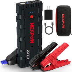 NEXPOW Car Jump Starter, 2000A Peak 12V Portable Car Battery Starter, Auto Battery Booster, Lithium Jump Box with LED Light/USB Quick Charge 3.0, Black