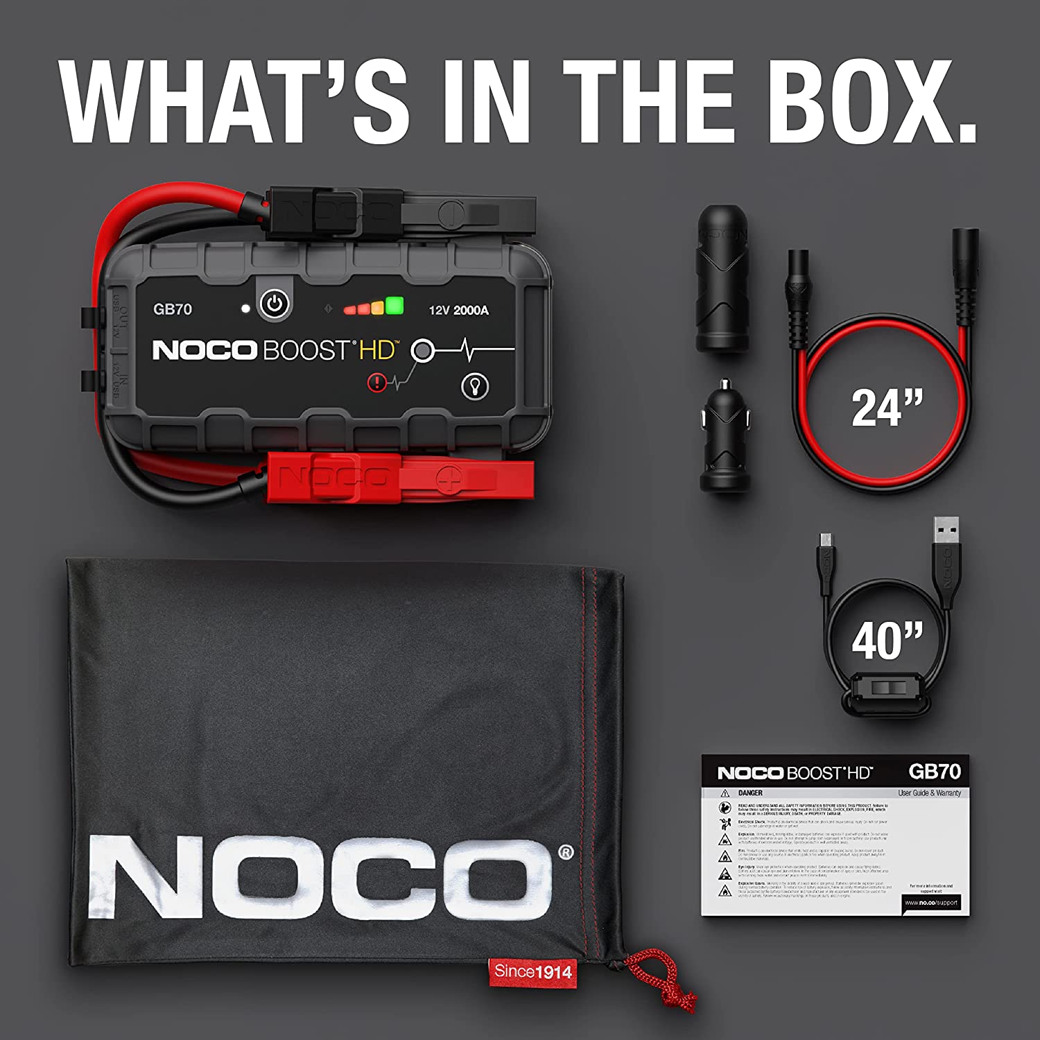 NOCO Boost HD GB70 2000 Amp 12-Volt UltraSafe Lithium Jump Starter Box, Car  Battery Booster Pack, Portable Power Bank Charger, and Jumper Cables for up  to 8-Liter Gasoline and 6-Liter Diesel Engines
