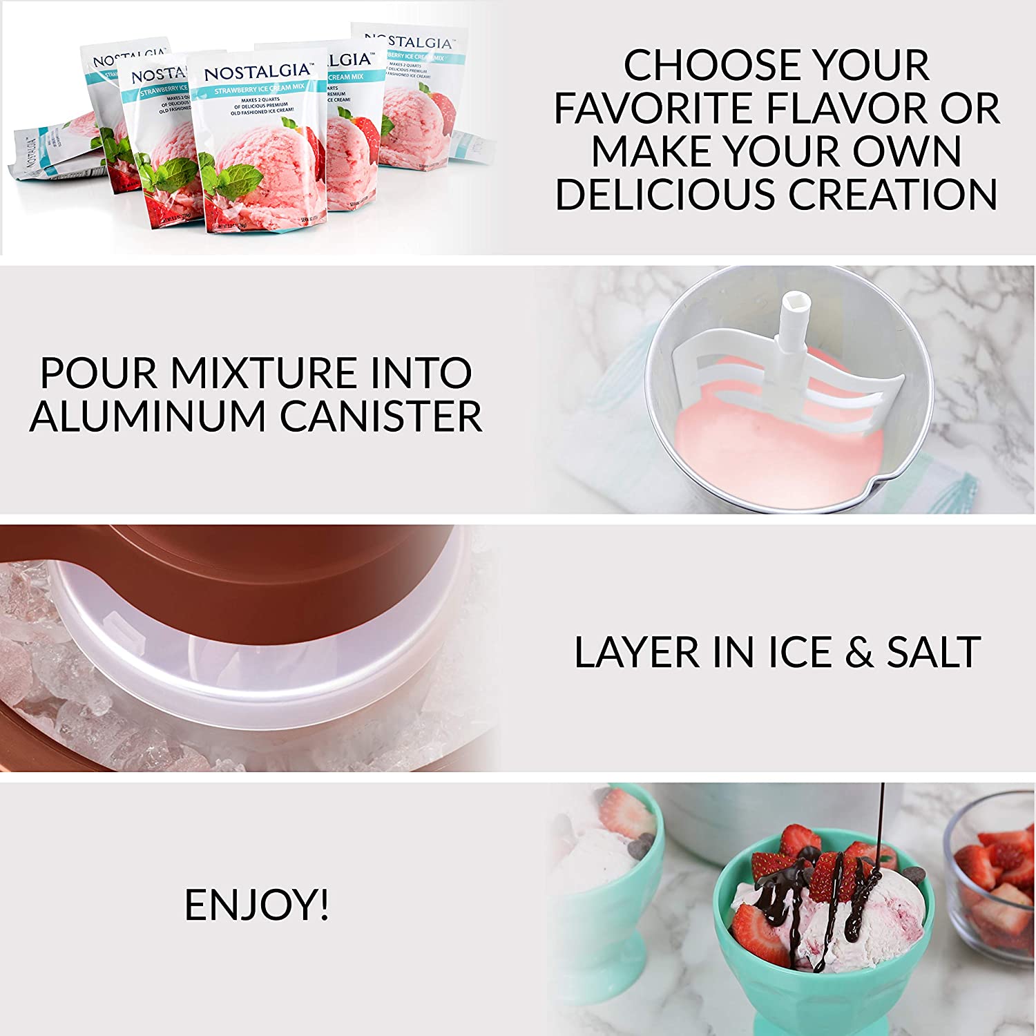  Nostalgia 2-Quart Homemade Premium Strawberry Ice