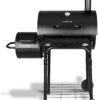 NutriChef Kitchen Charcoal Grill Offset Smoker with Cover, Portable Stainless Steel Grill, Outdoor Camping BBQ and Barrel Smoker (Black)