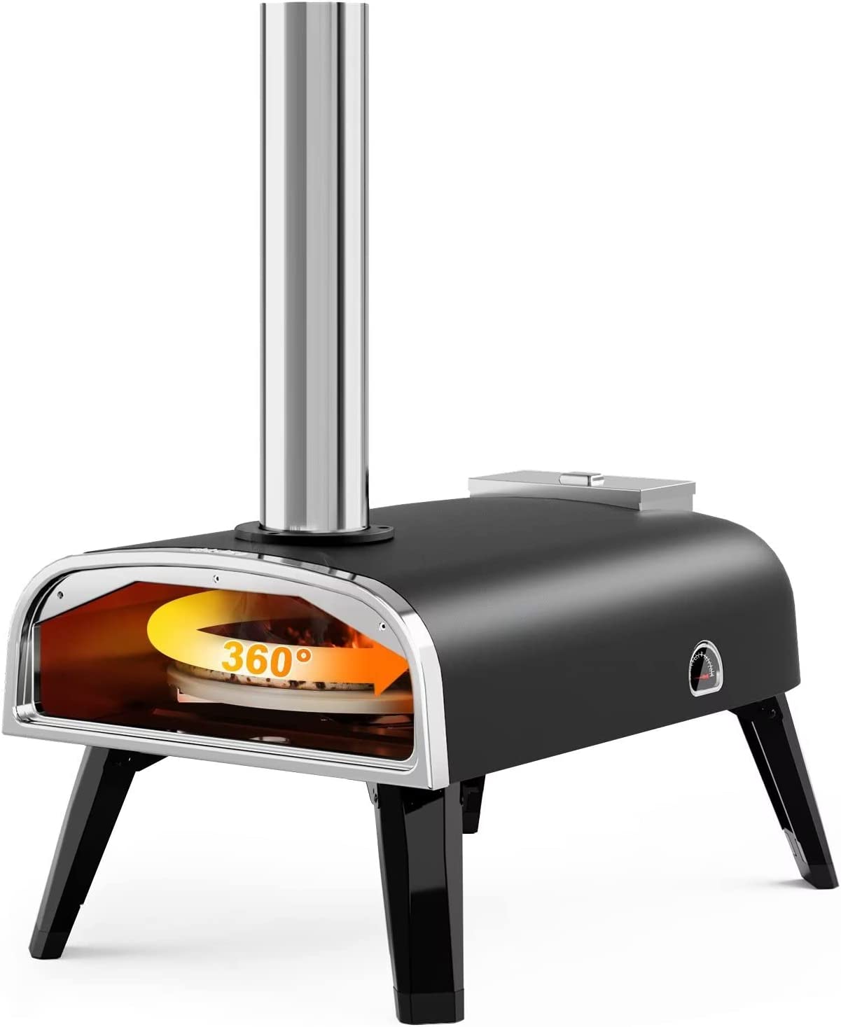 Outsunny Outdoor Portable Pizza Oven Pellet Pizza Maker w/ Thermometer,  Pizza Stone Anti-scald Handles Stainless Steel Body, for Garden Backyard  Camping Cooking Body