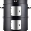 Realcook Vertical 17 Inch Steel Charcoal Smoker, Heavy Duty Round BBQ Grill for Outdoor Cooking, Black