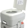 SereneLife Portable Toilet with Carry Bag – Indoor Outdoor Toilet with CHH Piston Pump & Level Indicator – 5.3 Gallon Large Waste Tank – 100-120 Flushes for RV, Camping, Hiking & Boating