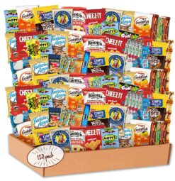 Snack Box Care Package (120 Count) Graduation 2023 Variety Snacks Gift Box - College Students, Military, Work or Home - Chips Cookies & Candy! shellys delight