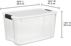 Sterilite 70 Qt Clear Plastic Stackable Storage Bin w/White Latching Lid  Organizing Solution, 4 Pack