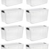 Sterilite 70 Quart Clear Plastic Stackable Storage Container Bin Box Tote with White Latching Lid Organizing Solution for Home & Classroom, 8 Pack