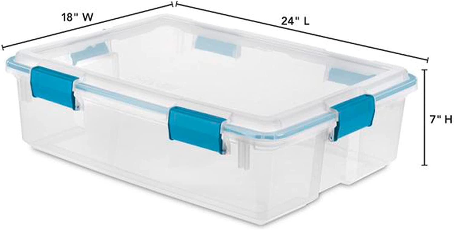 Sterilite 32 Quart Gasket Box with Clear Base and Lid (4 Pack)