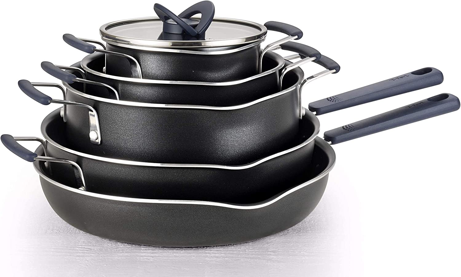 T-fal All-in-One Dishwasher Safe Cookware Set, 10-Piece, Black in
